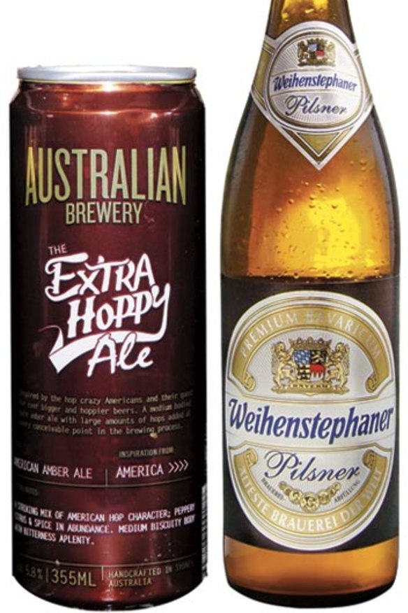 Australian Brewery Extra Hoppy Ale and Weihenstephaner Pilsner.