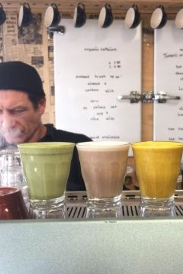 New flavours: Matcha and turmeric lattes at Melbourne Street Organics.