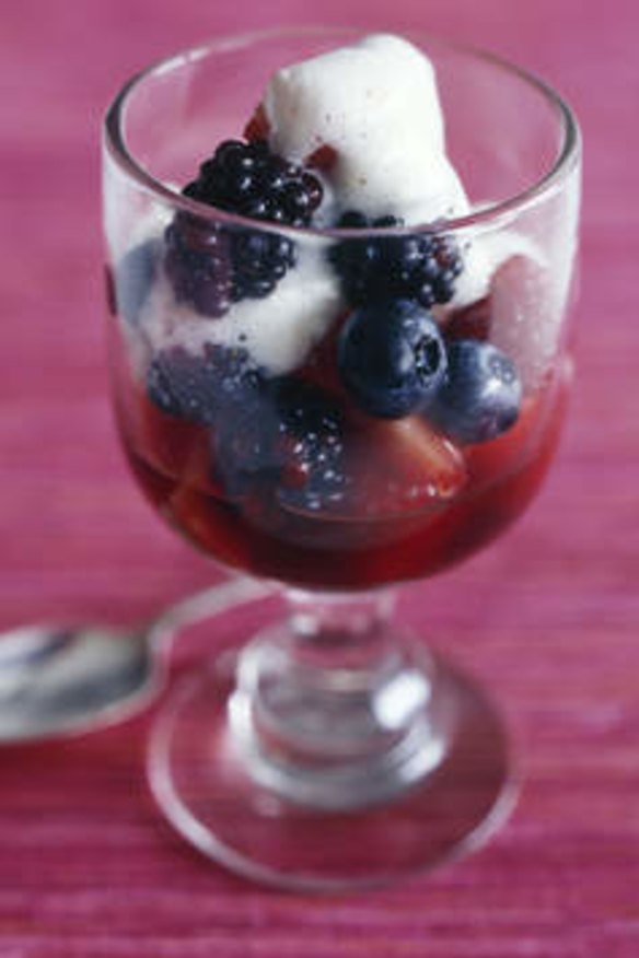 Mixed berries with sabayon.