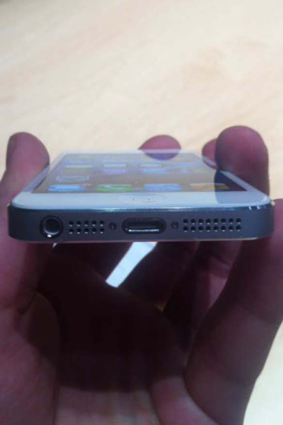 The new dock connector is 80 per cent smaller than the 30-pin connector. The headphone jack is also now located on the bottom of the phone, as pictured to the left.