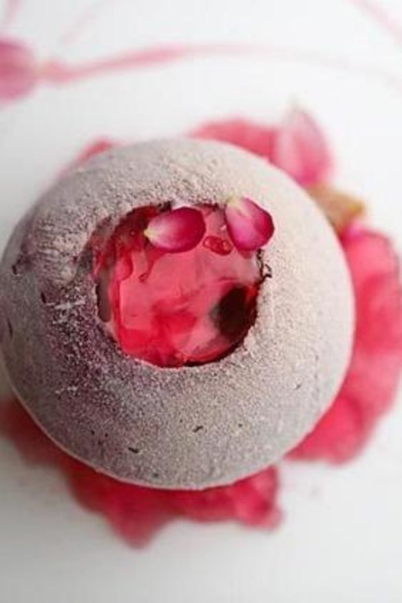 Janice Wong's signature cassis plum dessert.