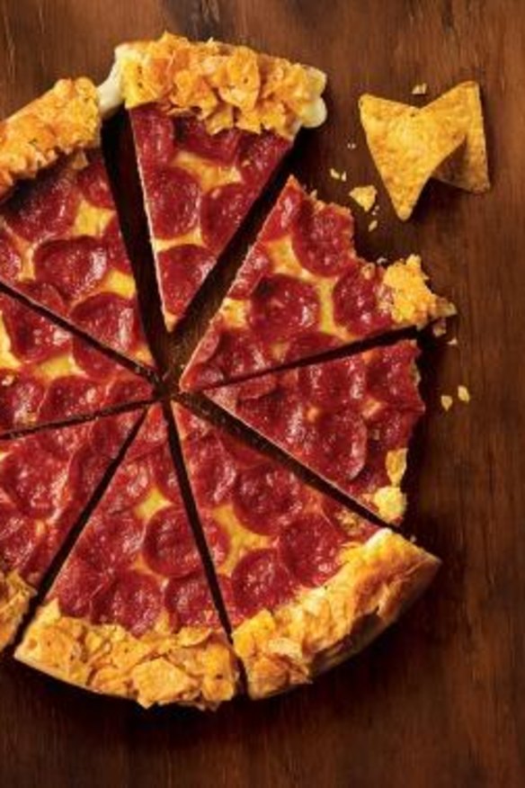 Pizza Hut Doritos crunchy crust pizza.