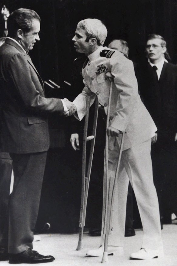 John McCain is greeted by President Richard Nixon in 1973.