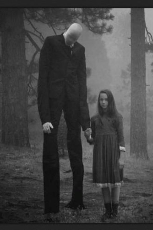 An image of the imaginary bogeyman Slenderman.
