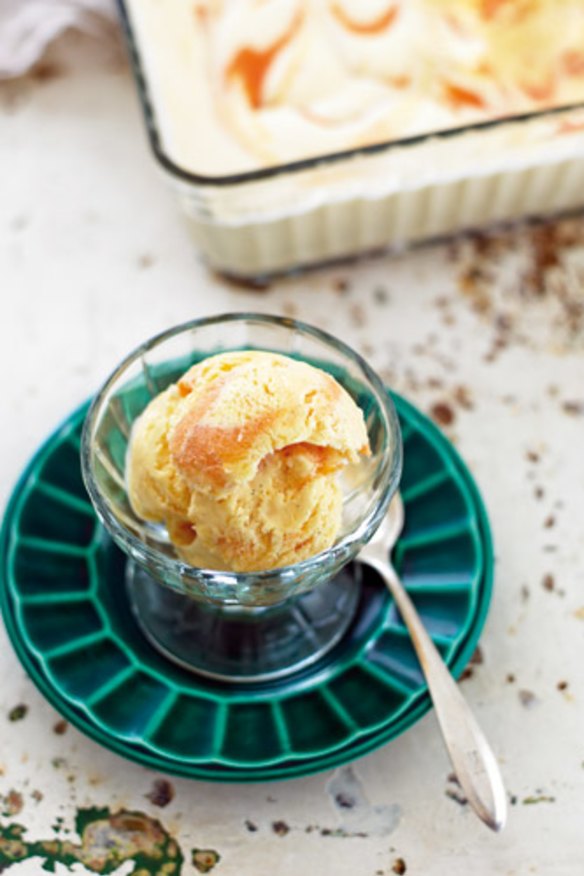 Peach ripple semifreddo.