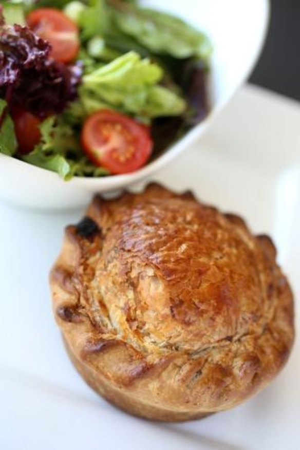 Pork and apple pie and garden salad.