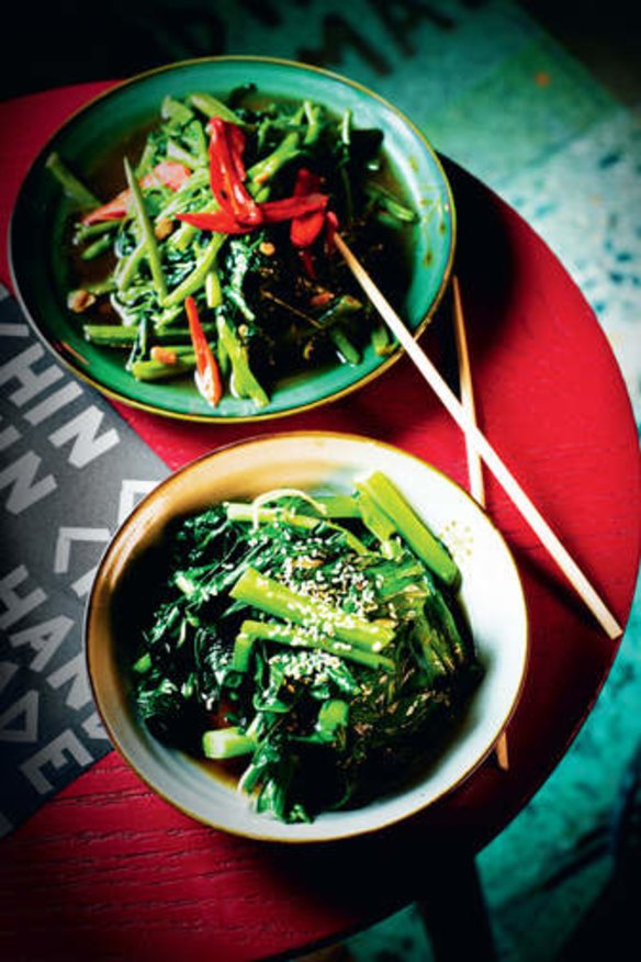 Chin Chin's gai lan dish  (Chinese broccoli) taken from the restaurant's new cookbook.