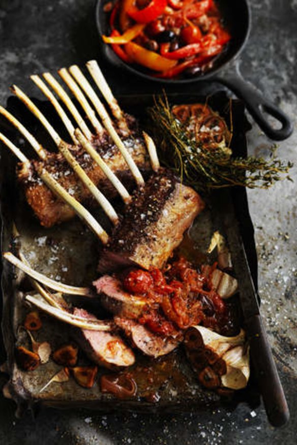 Roast lamb rack with peperonata.