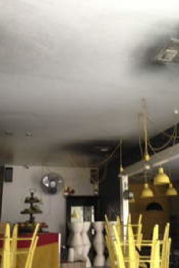 A photo of the smoke-damaged Melbourne cafe Hardware Societe.