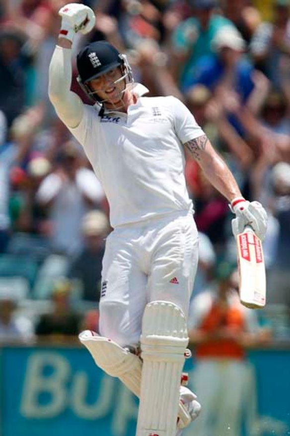 Outstanding: Ben Stokes celebrates his century.