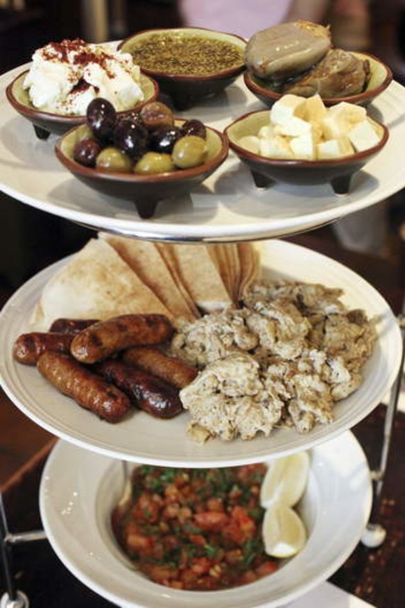 Syrian feast: The three-tiered fatteh breakfast platter.