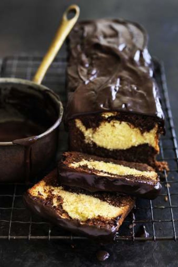 Coconut chocolate marble cake.