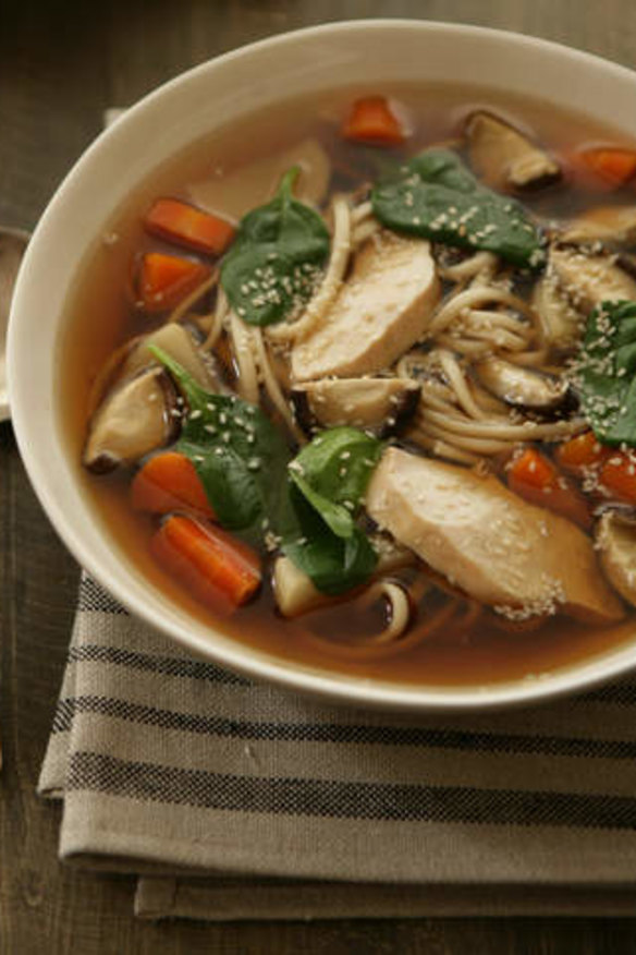 Chicken in light broth.