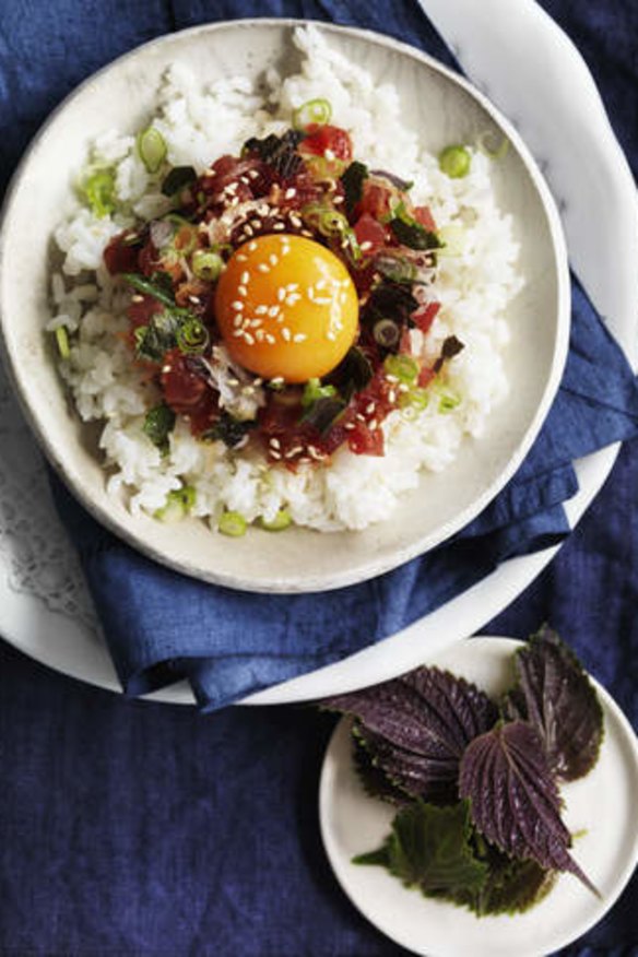 Neil Perry's finely chopped tuna on rice.