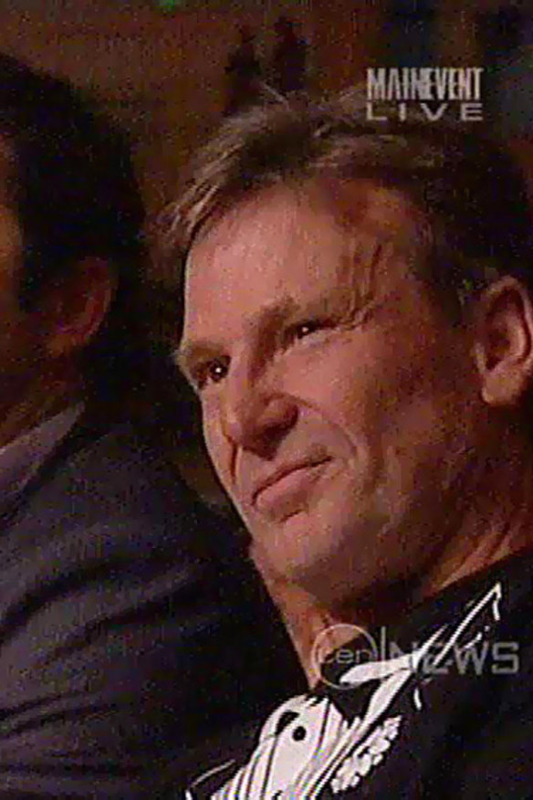 Garry Lyon (left) and Sam Newman at the Mundine fight.