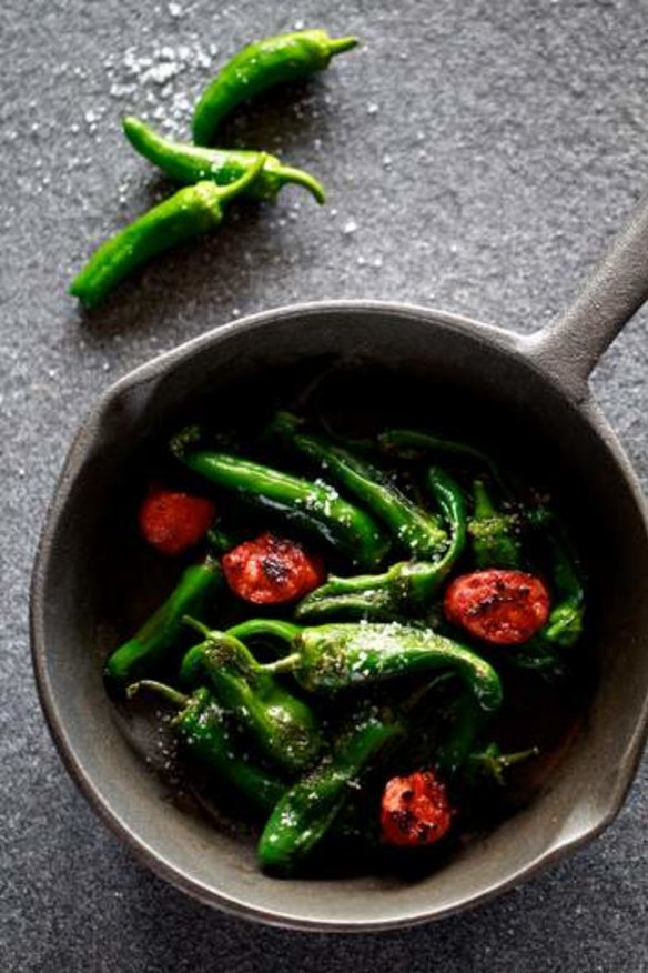 Pimientos del Padron with chorizo.