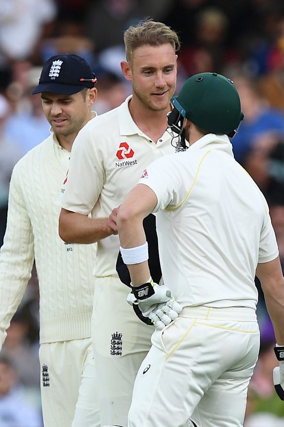 Lively chat: Smith and Broad continue the discussion.