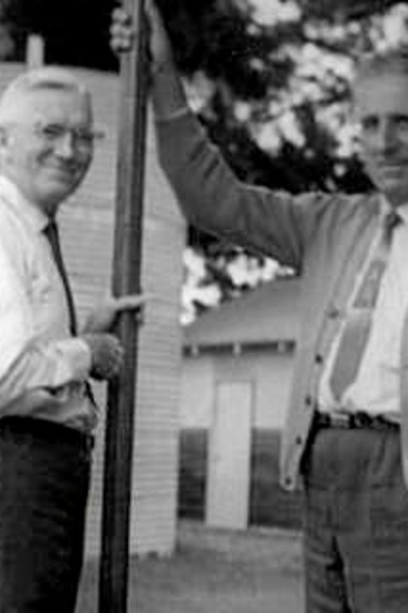 Sect members Andrew Abernathy (left) and John ''Evan'' Jones in 1961.