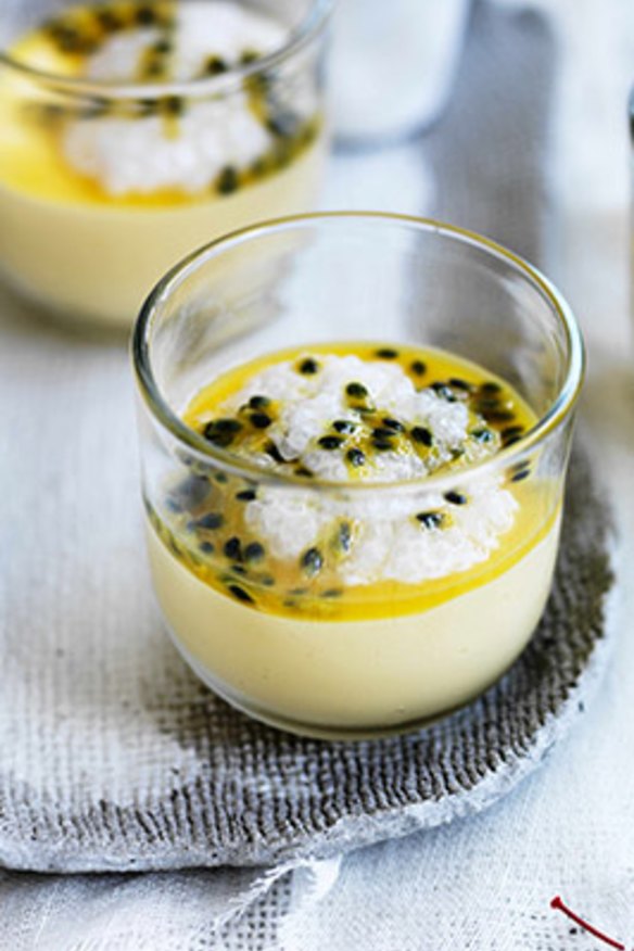 Sophisticated dessert: Sago pudding with passionfruit mousse.