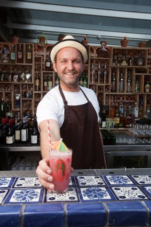 Mix and match &#8230; El Topo's Luke Redington with the club's namesake mescal-based cocktail the ''El Topo'' made with hibiscus and rose syrup.