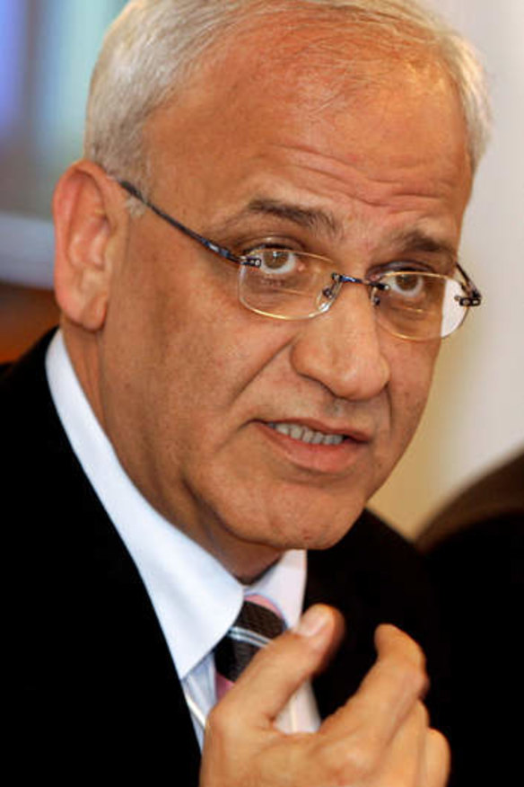 Stinging: Chief Palestinian negotiator Saeb Erakat did not mince words in his letter.