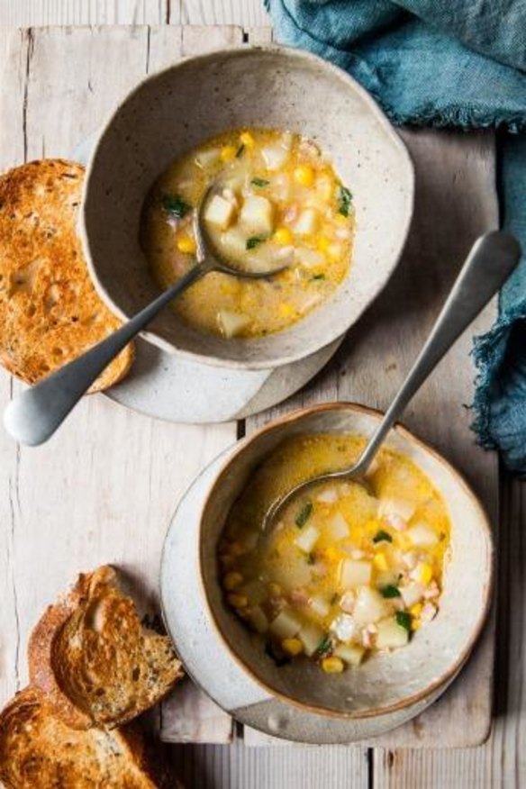 Potato, corn and bacon chowder.