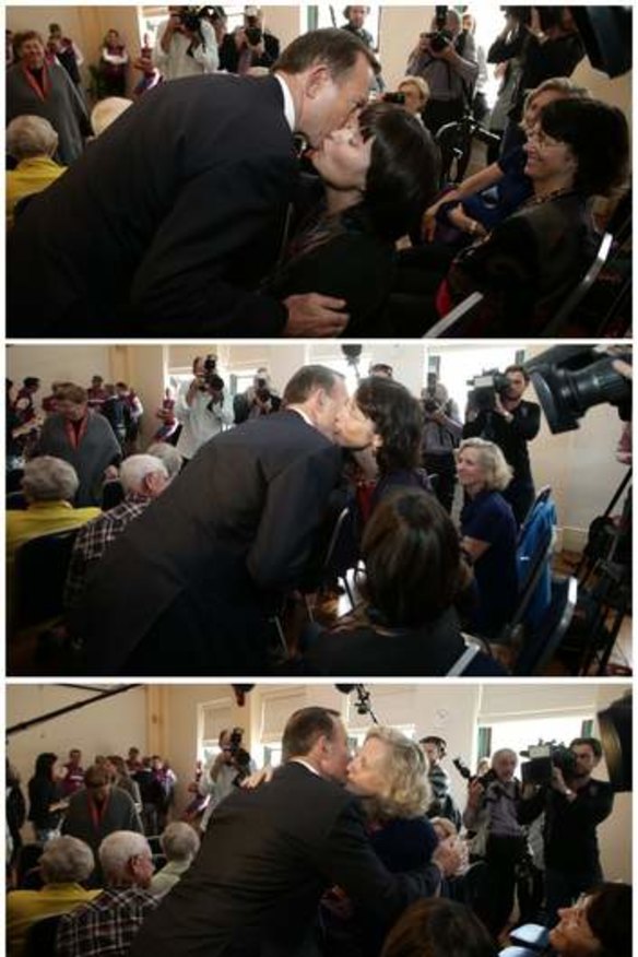 Opposition leader Tony Abbott at the Manly Women's Shelter in Sydney on Thursday.