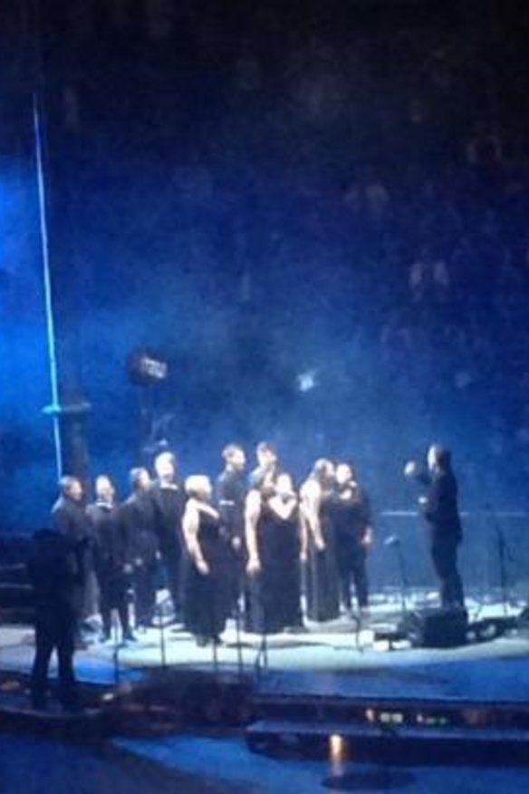 ANU School of Music head Peter Tregear on stage with the Rolling Stones in Melbourne.