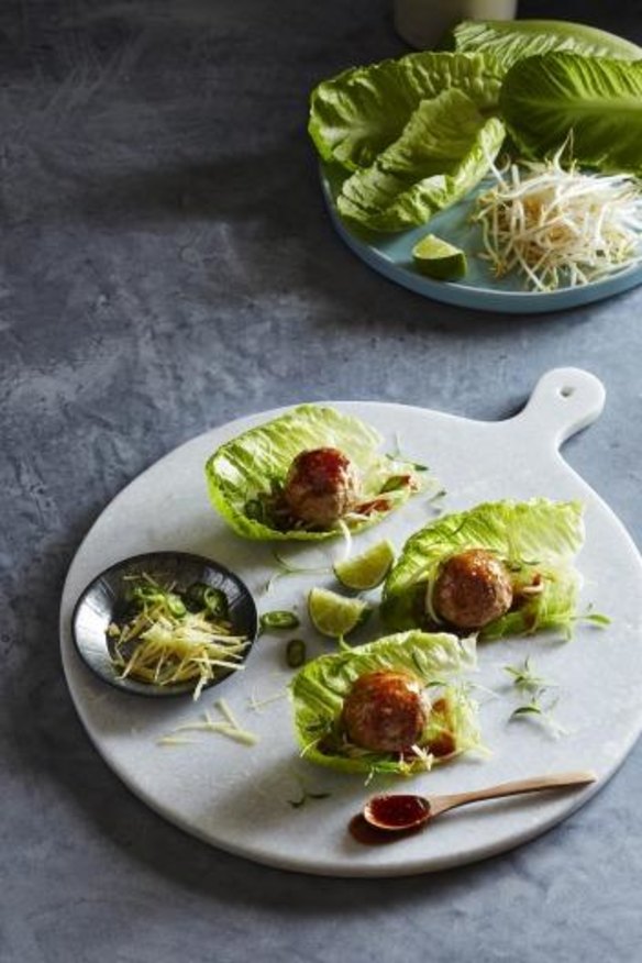 Pork, peanut & water chestnut meatballs from <i>Meatballs: The ultimate guide</i>.