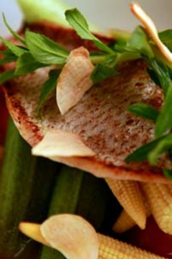 The snapper and elephant ear stem broth.