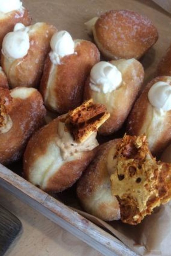 Salted caramel and vanilla doughnuts from guest baker Justin Gellatly.