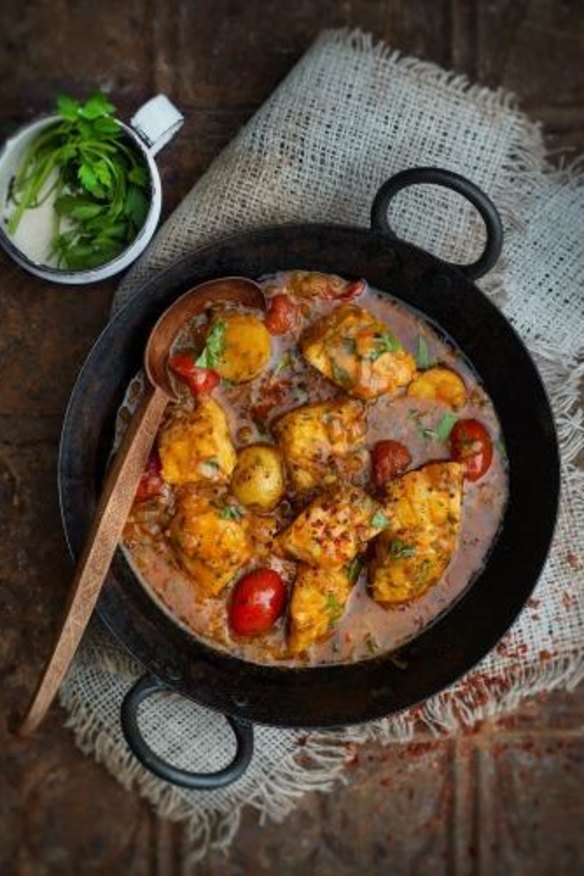 Chermoula, tomato and fish tangine.