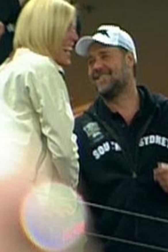 Good company: Julie Burgess and Russell Crowe last year.