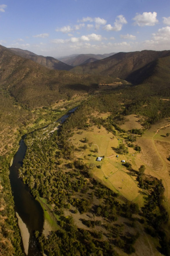 Rugged terrain ... East Kunderang Homestead from the air.