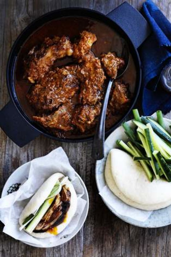 Bao filling: Spiced pork with miso and apple.