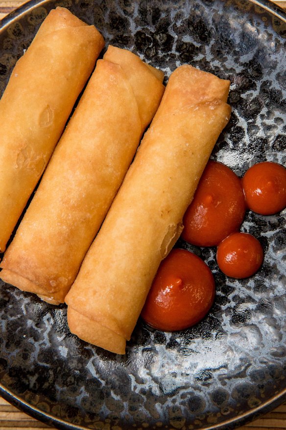 Ricotta and haloumi bastilla with harissa jam.