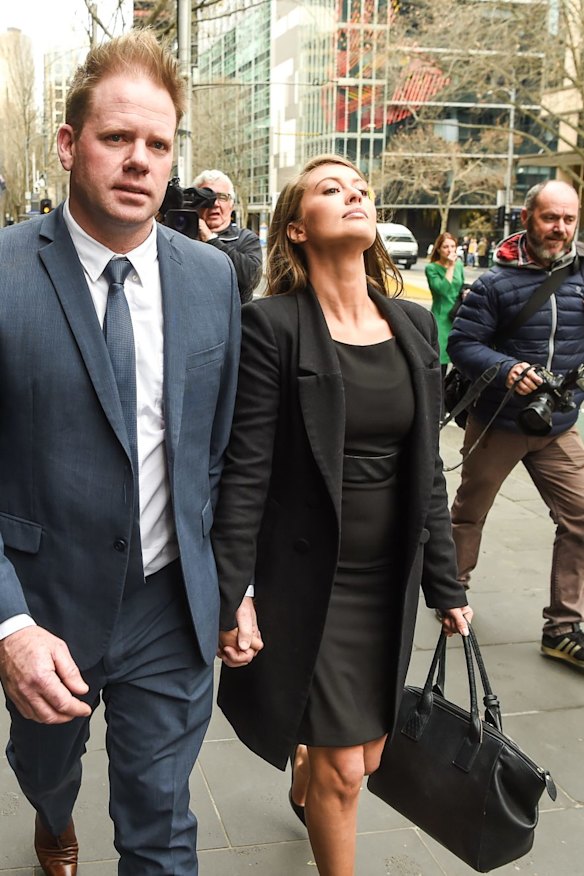 Former Carlton footballer Nick Stevens leaving court after pleading guilty to assaulting his former partner. 