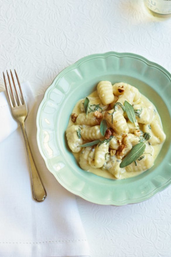 Potato gnocchi in a creamy, cheesy sauce.