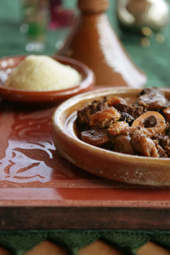 Beef tagine with dried fruits.