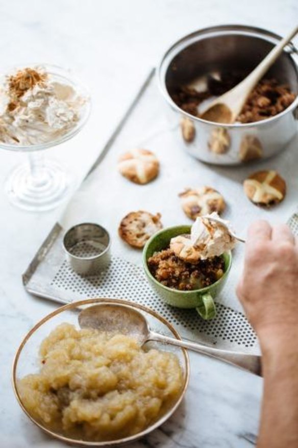 Apple hot cross bun Brown Betty.