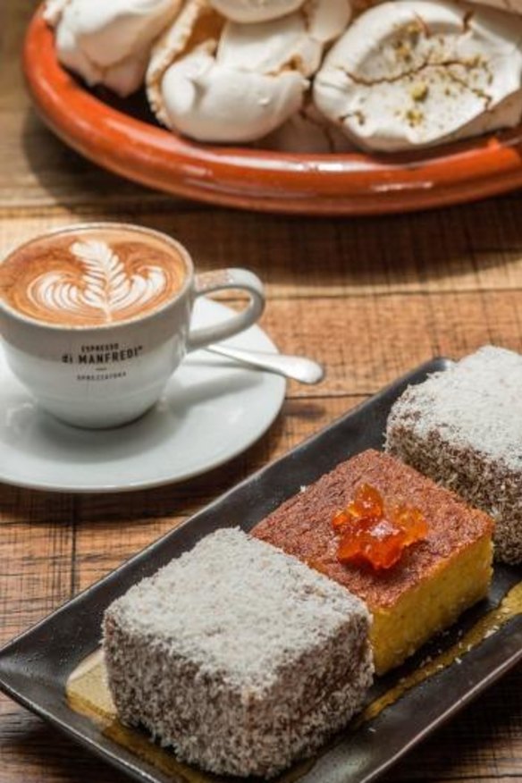 Meringues, lamingtons and orange cake form a tasty trio at Pioik.