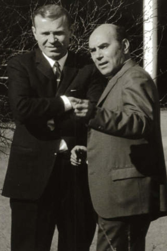 KGB station chief Ivan Stenin (right) and his successor, Geronty Lazovik, in Canberra in 1971.