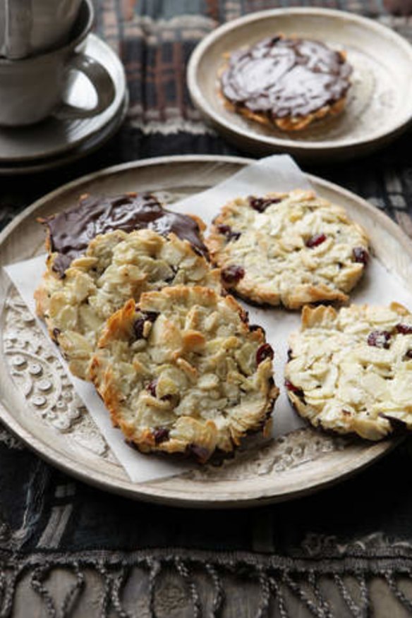 Almond, cranberry and coconut Florentines.