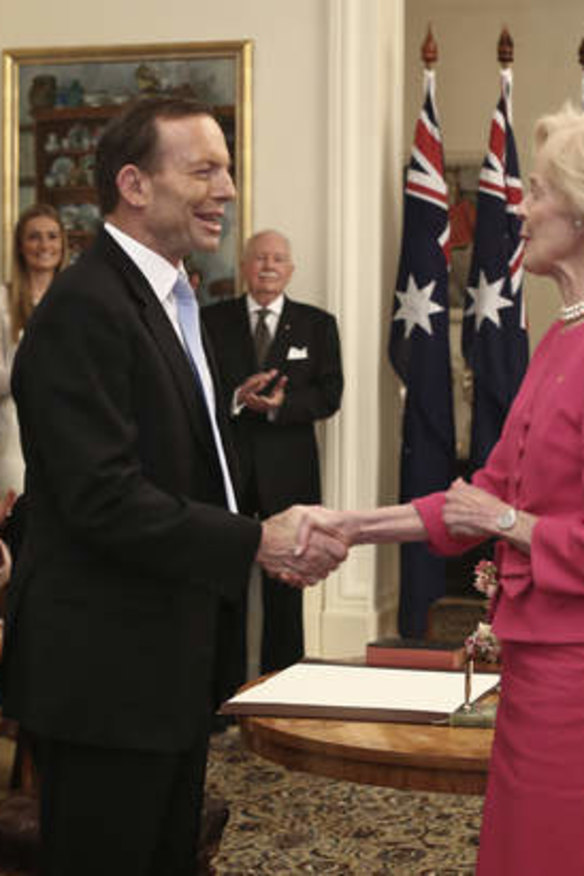 Tony Abbott is sworn in by Governor-General Quentin Bryce.