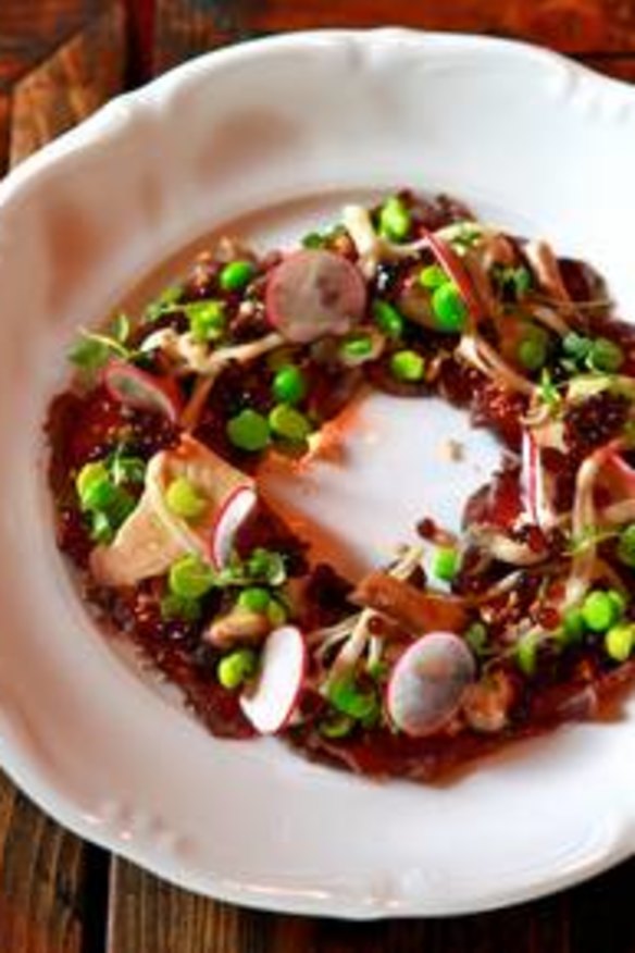 Epocha's rustic yet refined dishes include this venison carpaccio.