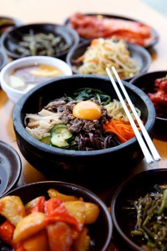 Love at first bite ... crunchy and tasty, bibimbap arrives at the table sizzling.
