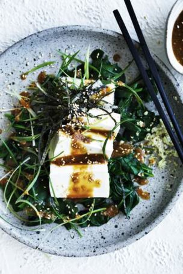 Umami: Cold tofu and spinach salad.