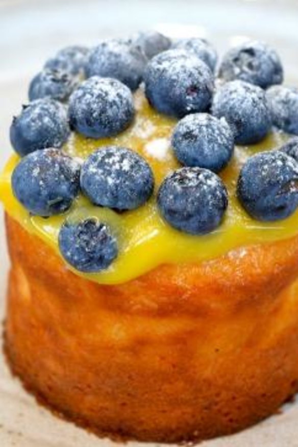 Blueberry and lemon curd muffin.