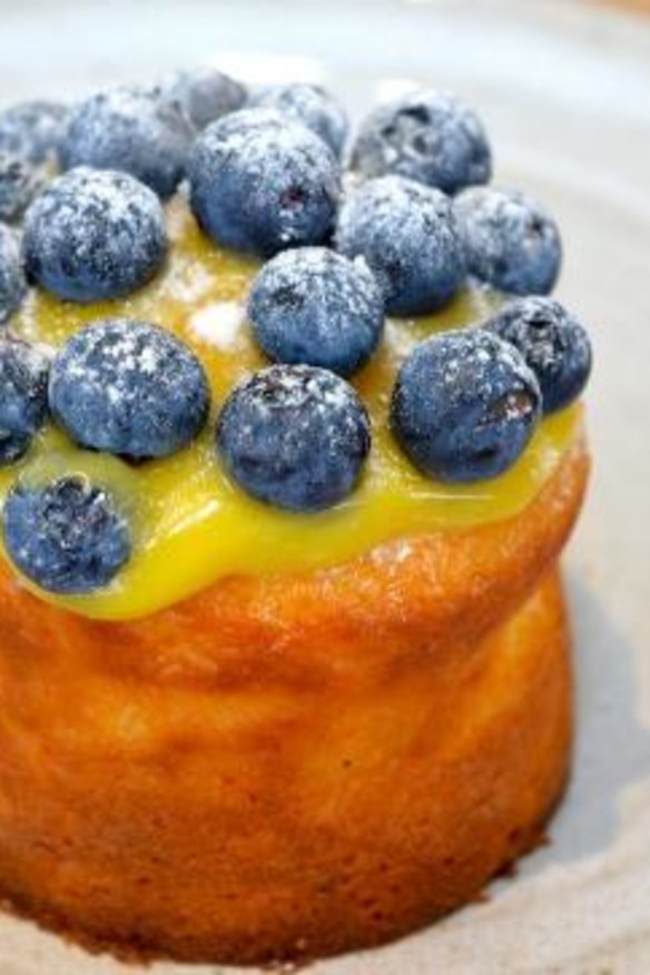 Blueberry and lemon curd muffin.