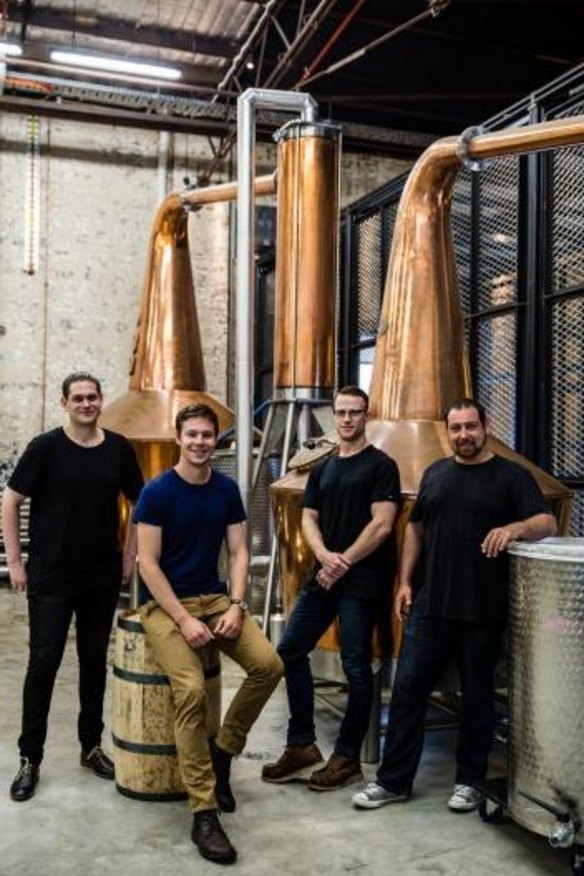 Partners in spirits: from left, Dave Withers, Will Edwards, Joe Dinsmoor, Nigel Weisbaum of Archie Rose distillery. 